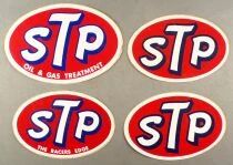 STP - Huile Automobile & Moto - Lot de 4 Autocollants Vintage
