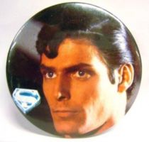 Superman (movie) - 1978 vintage botton - Superman\'s face