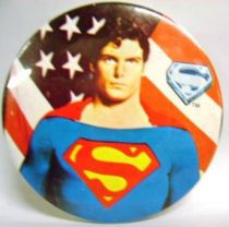 Superman (movie) - 1978 vintage botton - Superman with american flag