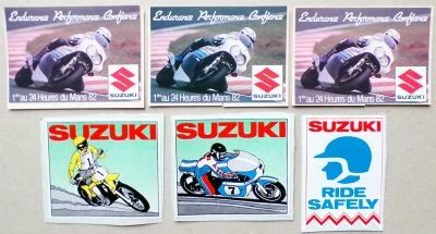 Suzuki - Moto - Lot de 6 Autocollants Vintage
