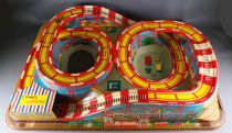 Technofix GE 307 Tin Wind-Up Roller Coaster Toy 2 Vehicles with Key no Box Mechanical tin Train 