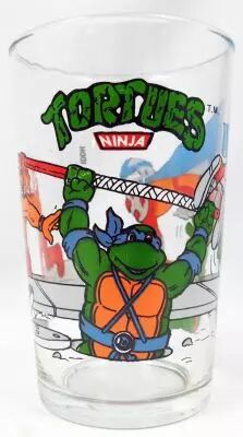 Teenage Mutant Ninja Turtles - Amora drinking glass 1990 - Donnie & Mikey vs. Bebop & Shredder