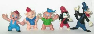 The 3 Little Pigs - Complete set of 5 Heimo pvc figures