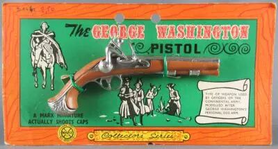 The George Washington Pistol - Marx Toys Miniature M�tal Amorce - Neuf sur Carte