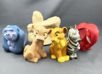The Lion King - Set of 6 Disney Squeeze Figures - Simba, Nala, Zebra, Elephant, Gorilla and Rock