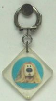 The Magic Roundabout,  square key-chain Dougal blue background