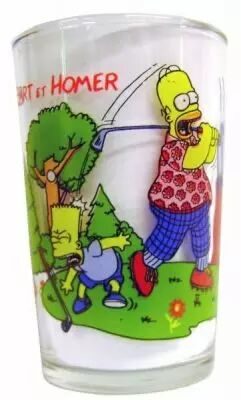 The Simpsons - Amora Mustard glass - Bart & Homer