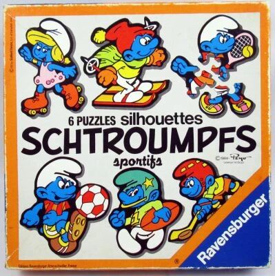 The Smurfs - 6 Jigzaw Puzzle Figures - Sport Smurfs - Ravensburger 1984
