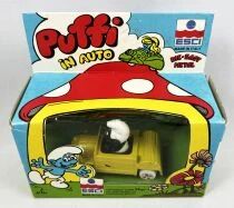 The Smurfs - Die-Cast vehicule Esci - Black Smurf in yellow car (mint in box)