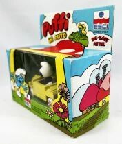 The Smurfs - Die-Cast vehicule Esci - Black Smurf in yellow car (mint in box)