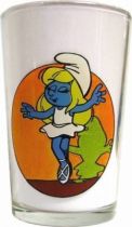 The Smurfs - Mustard glass Benedictin - Dancing Smurfette & Surfer Smurf