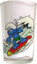 The Smurfs - Mustard glass Benedictin - Dancing Smurfette & Surfer Smurf