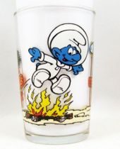 The Smurfs - Mustard glass Maille 1984 - Cosmosmurf & Schlimps