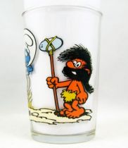 The Smurfs - Mustard glass Maille 1984 - Cosmosmurf & Schlimps