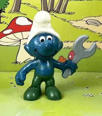 The Smurfs - Schleich - 20012 Mechanic Smurf (dark green outfit)