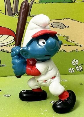 The Smurfs - Schleich - 20129 Baseballer Smurf \ Number 3\  (Made in Portugal)