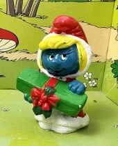 The Smurfs - Schleich - 20153 Christmas Smurfette with rectangular gift and long coat