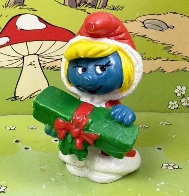 The Smurfs - Schleich - 20153 Christmas Smurfette with Rectangular Gift and Long Coat