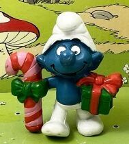 The Smurfs - Schleich - 20207 Christmas Smurf with stick and gift (W. Berrie Co.)
