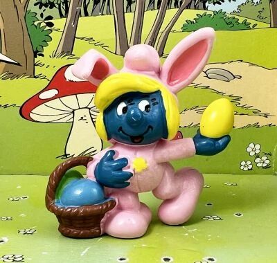 The Smurfs - Schleich - 20497 Easter Pink Bunny Smurf (Made in Portugal)