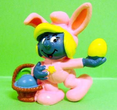 1982 SCHLEICH PEYO Bunny Costume Schtroumpf Pâques Figure 1x x1 