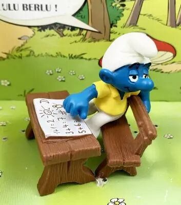 The Smurfs - Schleich - 40258 Inattentive schoolboy Smurf on school\'s bench