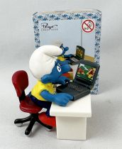 The Smurfs - Schleich - 40263 Smurf with Desk and Computer (New Look Box)