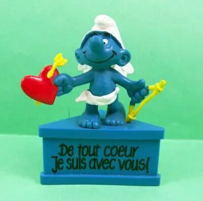 Les Schtroumpfs - Schleich - Schtroumpf  Cupidon De tout Coeur Je suis avec vous! (socle bleu) 01