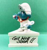 The Smurfs - Schleich - Doctor Smurf \ Get Well Soon!!\  (white base)