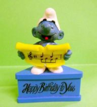 The Smurfs - Schleich - Singer Smurf  \'\'Happy Birthday to You\'\' (blue base)