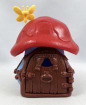 The Smurfs - Schleich Little House (Blue) with Red Roof & Butterfly (loose)