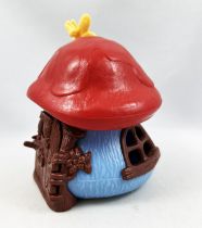 The Smurfs - Schleich Little House (Blue) with Red Roof & Butterfly (loose)
