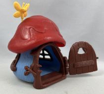 The Smurfs - Schleich Little House (Blue) with Red Roof & Butterfly (loose)