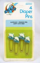 The Smurfs - Set of 4 Smurf Diaper Pins (Danara 1983)