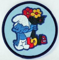The Smurfs - Vintage fabrics patche - Smurf with flowers