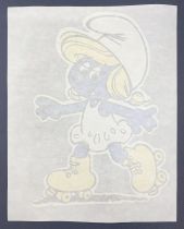 The Smurfs - Vintage T-Shirt Iron-On Heat Transfers - Smurfette with Rollers