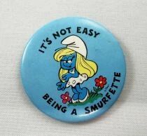 The Smurfs - Wallace Berrie Co. Vintage Button - It\'s not easy being a Smurfette