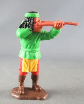 Timpo - Apaches - Footed firing rifle green torso standing uprise legs (yellow apron red pants dark brown boots)