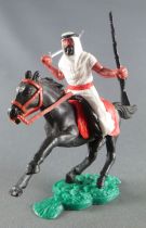 Timpo - Arabes - Cavalier blanc cimeterre & fusil noir pantalon noir ceinture rouge cheval galop court noir