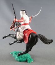 Timpo - Arabes - Cavalier blanc cimeterre & fusil noir pantalon noir ceinture rouge cheval galop court noir
