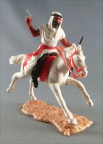 Timpo - Arabes - Cavalier blanc cimeterre & fusil noir pantalon noir ceinture rouge cheval galop long blanc