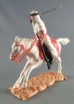 Timpo - Arabes - Cavalier blanc cimeterre & fusil noir pantalon noir ceinture rouge cheval galop long blanc