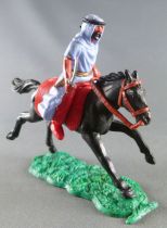Timpo - Arabes - Cavalier bleu couteau pantalon rouge ceinture doré cheval galop long noir