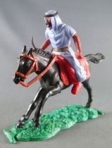 Timpo - Arabes - Cavalier bleu couteau pantalon rouge ceinture doré cheval galop long noir