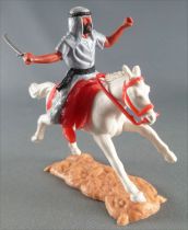 Timpo - Arabes - Cavalier gris (variation) cimeterre pantalon rouge ceinture noire cheval galop long blanc