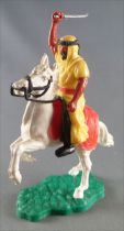Timpo - Arabes - Cavalier jaune cimeterre pantalon noir ceinture rouge cheval cabré blanc