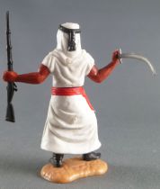 Timpo - Arabs - Footed - White (scimetar & black rifle) advancing legs (robe hanging fully down) black trousers