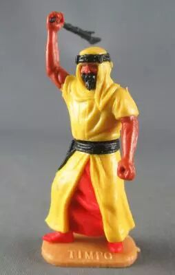 Timpo - Arabs - Footed - Yellow (black rifle) advancing legs (robe hanging fully down) red trousers
