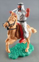 Timpo - Arabs - Mounted - Grey (variation) (scimitar) red trousers (black belt) light brown rearing up horse