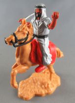 Timpo - Arabs - Mounted - Grey (variation) (scimitar) red trousers (black belt) light brown rearing up horse sand base